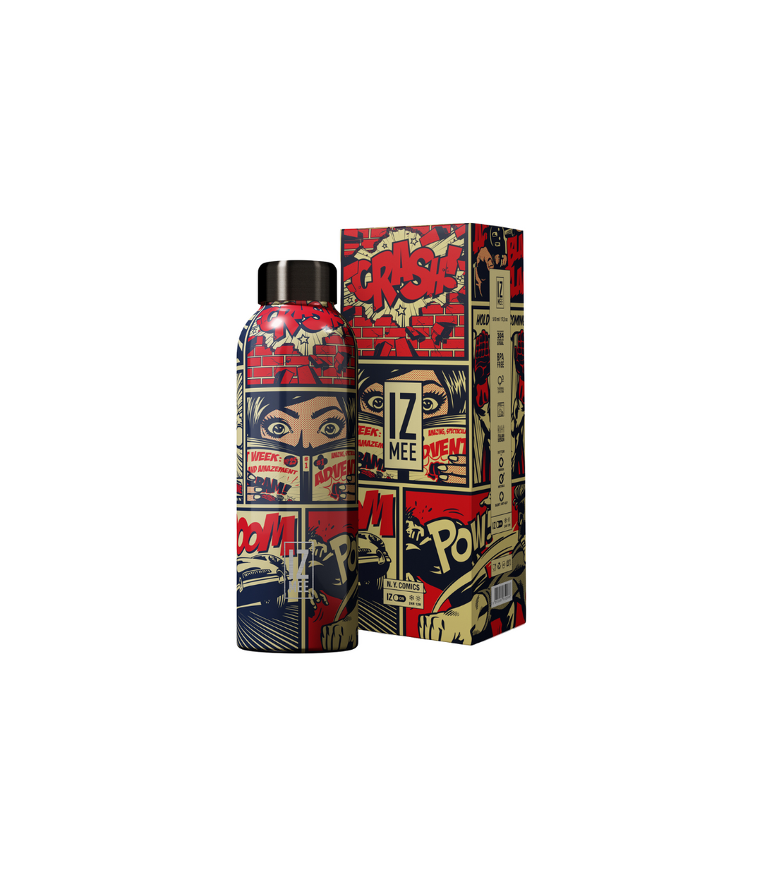 Borraccia termica Shock Graphic Izmee da 510 ml, design pop art con confezione